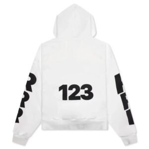 RRR123 White Zip Hoodie