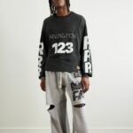 RRR123 Flag Faster Wide-Leg Distressed Sweatpants